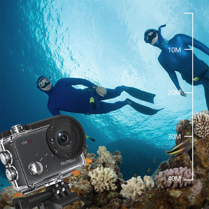 v50x akaso action camera waterproof up to 40m