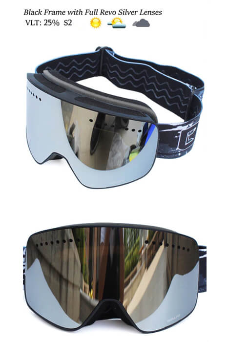 BOLLFO BF652 ski mask black frame full revo silver lense unisex