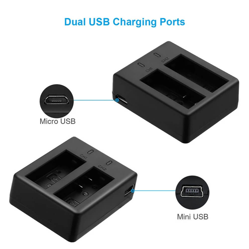 dual usb charging ports action camera charger