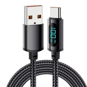 APEX 7A 66W FAST CHARGE CABLE USBA-TYPEC 66W DISPLAY NYLON BRAIDED