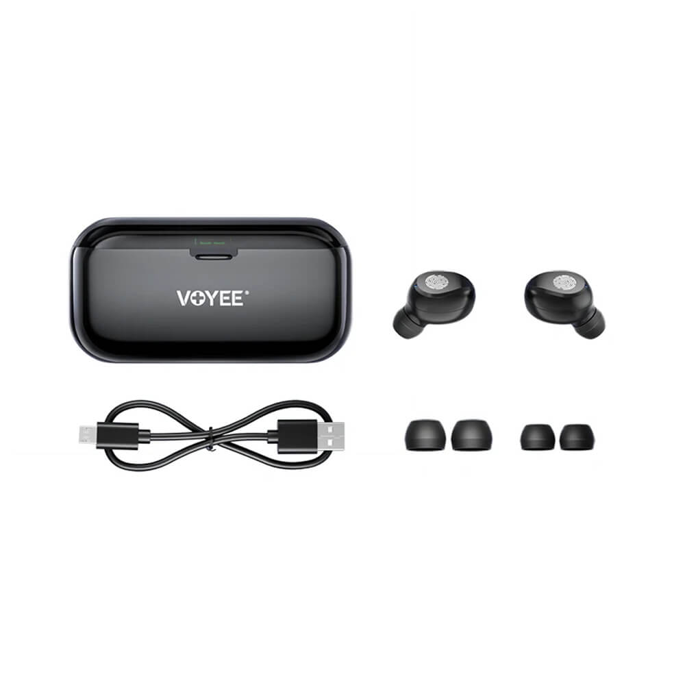VOYEE V9 earbuds bluetooth wireless whats in the box black
