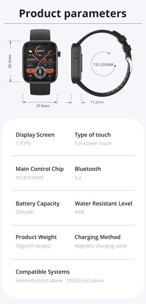 p71 colmi smartwatch parameters