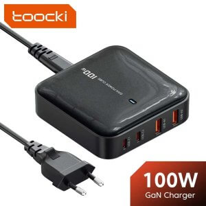 Toocki 100W Gan Φορτιστής 4-Port Type-C x2 + USB x2 (black)